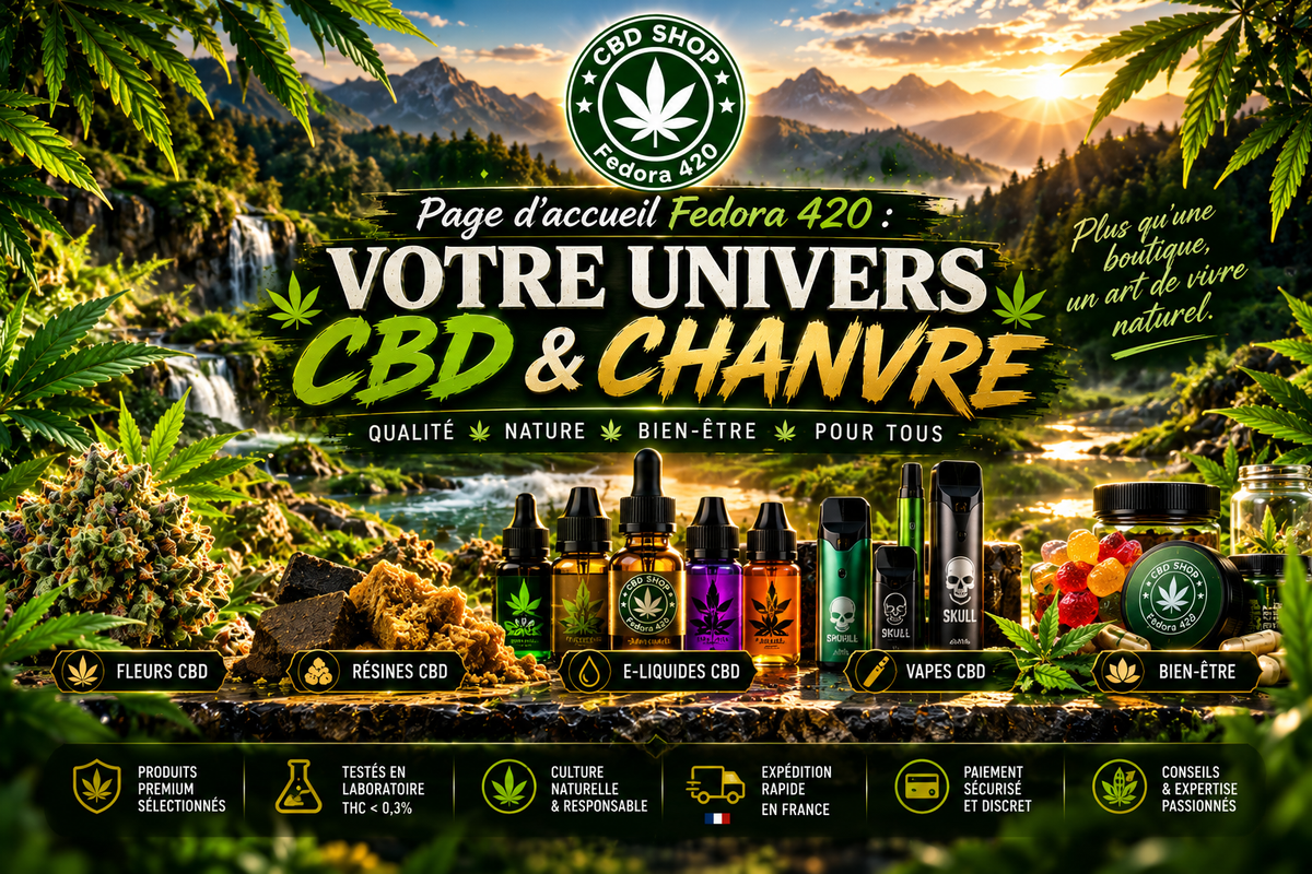 Page d'accueil Fedora 420 : Votre Univers CBD & Chanvre