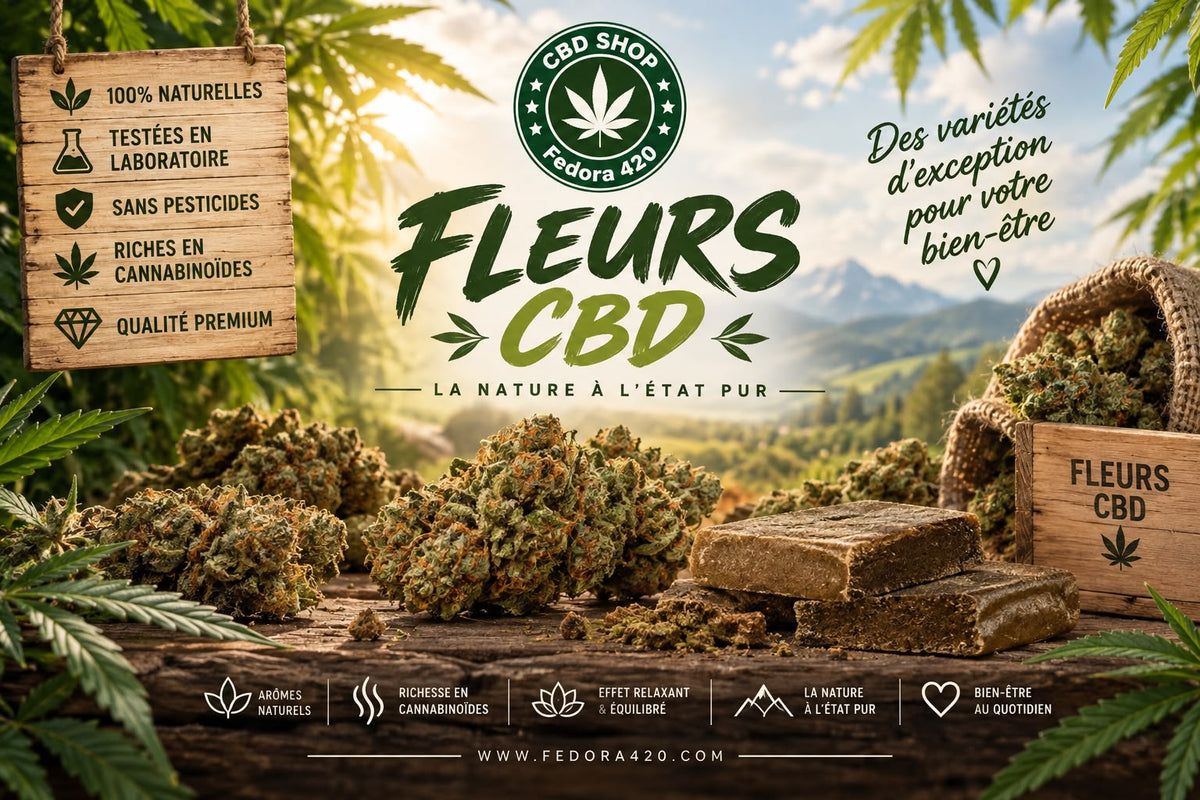 Collection de Fleurs Outdoor Fedora 420 avec fleurs CBD cultivées en plein air, cannabis légal premium et cannabidiol naturel de haute qualité | Fedora 420